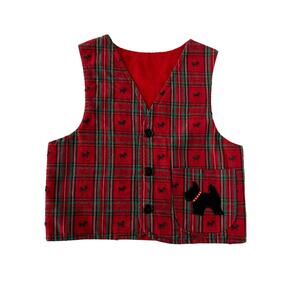 Vintage Red Plaid Scottie Dog Vest